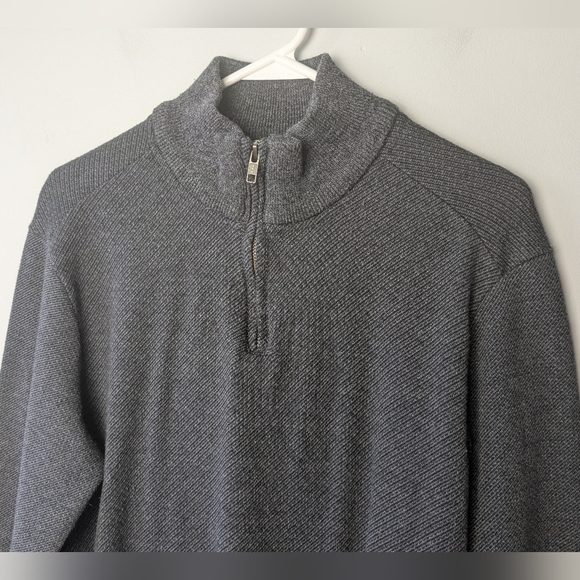 ROBERT GRAHAM 1/4 Zip Gray Crewneck Men Size L 80% Cotton Classic Style - Picture 2 of 10